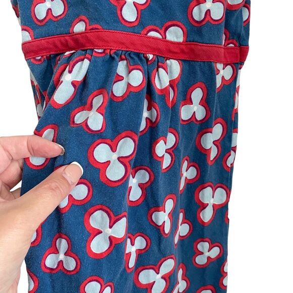 TEA Baby Girls Size 3 T-Shirt Dress Printed Red Blue Floral Ruffle Basic Vneck - Picture 3 of 7